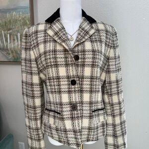 Vintage Ann Taylor 90% Wool Plaid‎ Blazer | Made in USA